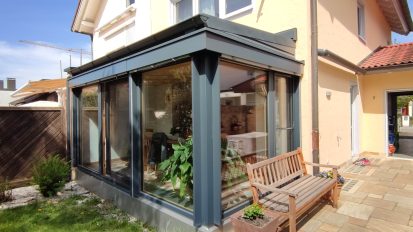 Energetisch sanierter, gedämmter Wohnwintergarten mit 3fach Verglasung und Pultdach